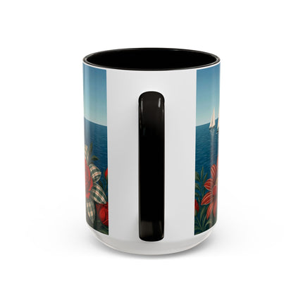 ⛵🌹 The Seaside Rose Traveler Colorful Mug – Art Deco Floral Elegance