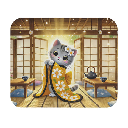 Playful Kitten in the Tea Room Mouse Pad – Curious Charm & Cozy Whimsy