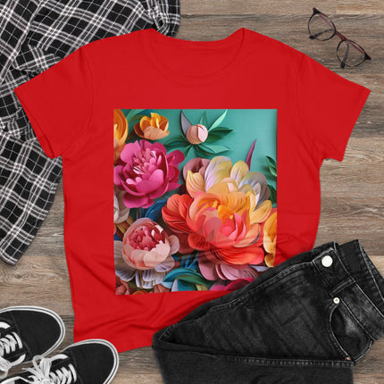 Peonies in Full Bloom Women's Midweight Cotton Tee