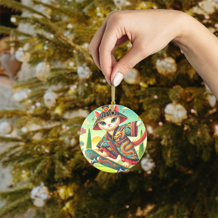 Dragon Dance on Wheels Glass Ornament
