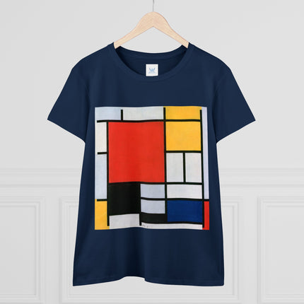 Composition with Red, Yellow, Blue, and Black by Piet Mondrian Women's Midweight Cotton Tee