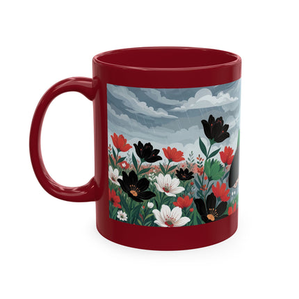 🌺☔ The Lady In The Stormy Flower Garden Ceramic Mug – Art Deco Fashion Elegance