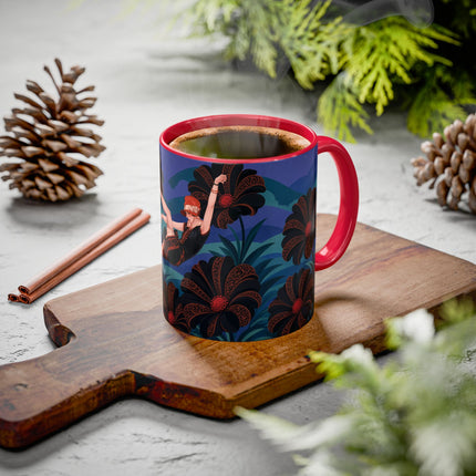 🖤🌺 The Midnight Floral Acrobat Colorful Mug – Art Deco Fashion Whimsy