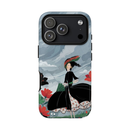 🌧️🌺 The Stormy Flower Walk Phone Case – Art Deco Floral Fashion