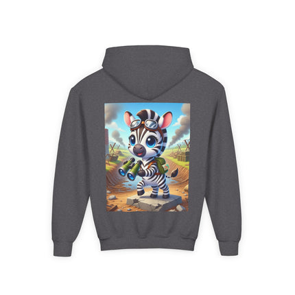 Zebra Lookout Youth Hooded Sweatshirt – Adventure, Curiosity & Explorer Spirit