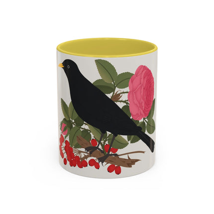 Blackbird & Rose Colorful Mugs – Timeless Elegance & Nature's Harmony