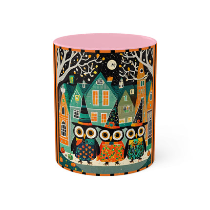 Night of the Trick-or-Treating Owlets Colorful Mugs, 11oz