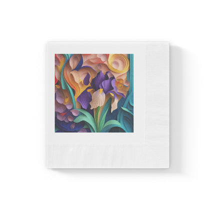 The Elegant Iris Flower White Coined Napkins