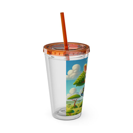 Giraffe Lookout Sunsplash Tumbler with Straw, 16oz