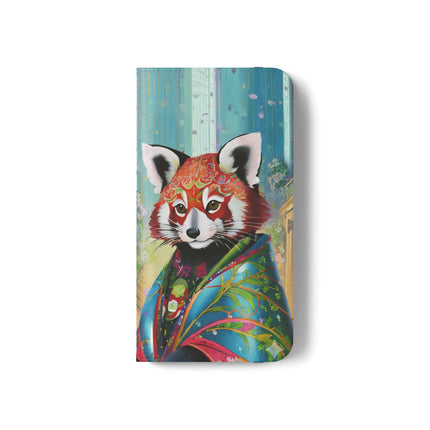 🦝✨ Cybernetic Red Panda Flip Case – Neon Charm & Futuristic Wonder