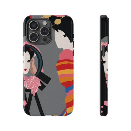 Geisha Mirror Phone Case – Elegant Reflection & Timeless Beauty