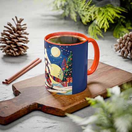 🌙🎿 The Moonlit Christmas Skier Colorful Mug – Whimsical Holiday Fantasy