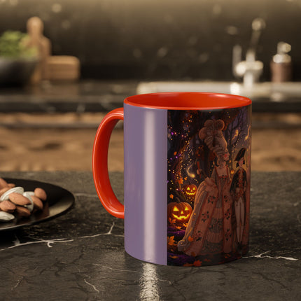 🎃🌙 The Midnight Court Of Pumpkin Grove Colorful Mug – Elegant Halloween Masquerade