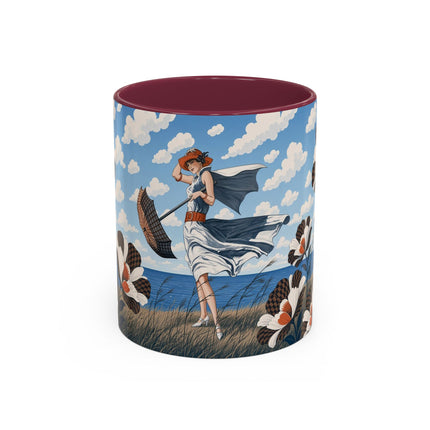 🌊🌼 The Windswept Seaside Promenade Colorful Mug – Art Deco Coastal Elegance