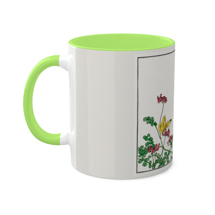 Butterflies and flower illustration by Morimoto Toko Colorful Mugs, 11oz