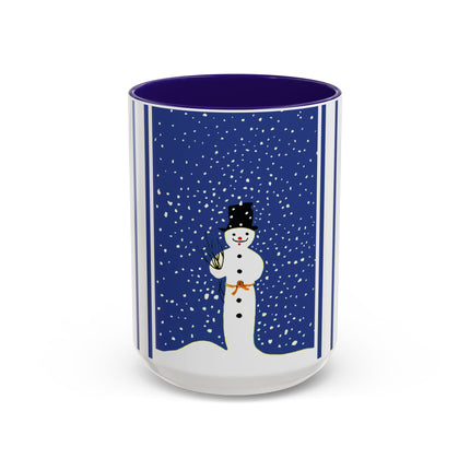 Snowman in Falling Snow Colorful Mugs (11oz, 15oz)