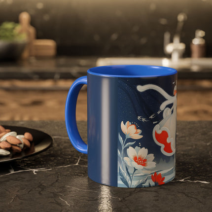 ❄️⛸️ The Winter Skater’s Flight Colorful Mug – Art Deco Floral Fantasy