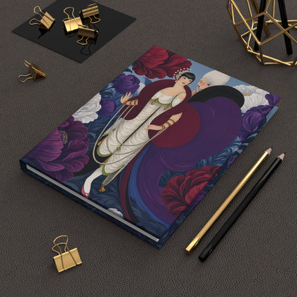 🌺💜 The Two Women In The Grand Flower Garden Hardcover Journal – Art Deco Fashion Fantasy