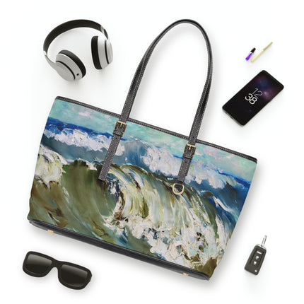 The Wave by Karl Hagemeister PU Leather Shoulder Bag