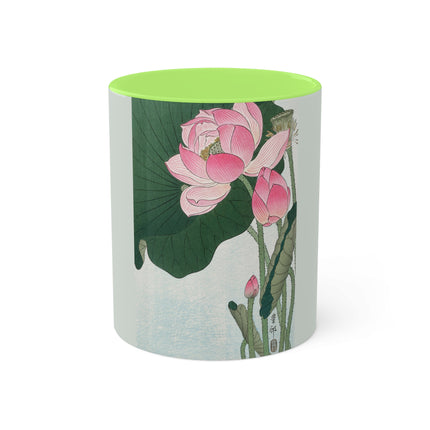 Blooming Lotus Flowers by Ohara Koson Colorful Mugs, 11oz