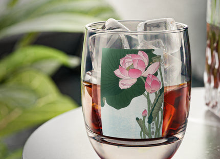 Blooming Lotus Flowers by Ohara Koson Whiskey Glass