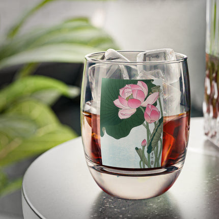 Blooming Lotus Flowers by Ohara Koson Whiskey Glass
