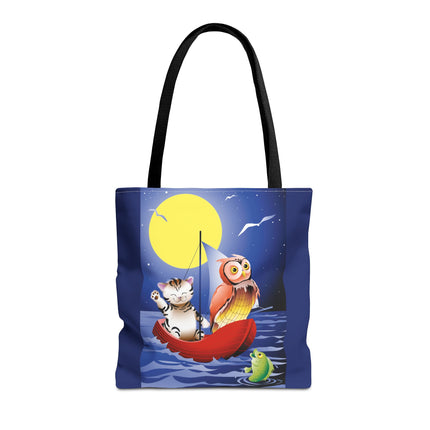 Children's Art Owl and Pussy Cat Tote Bag  (AOP)