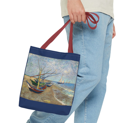 Fishing Boats on the Beach at Saintes-Maries by Vincent Van Gogh Tote Bag (AOP)