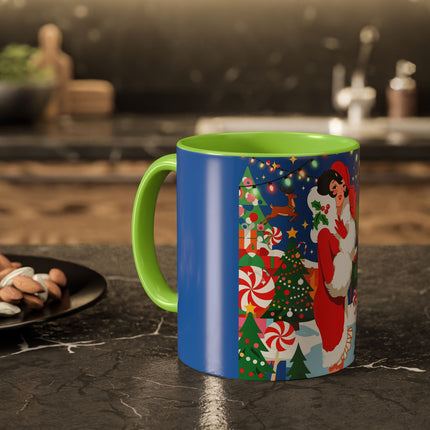 🦌🍬 The Lady Of The Peppermint Christmas Garden Colorful Mug – Colorful Art Deco Holiday Fantasy