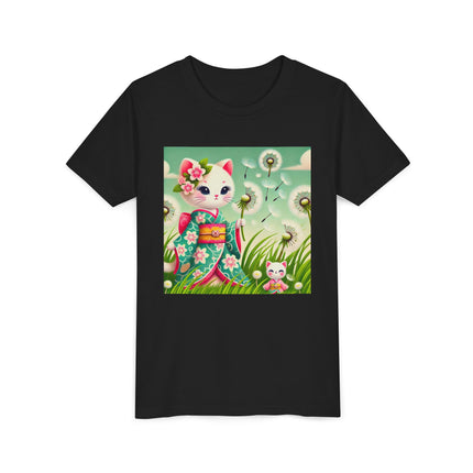 Geisha Kitten and the Dandelion Wish Youth Short Sleeve Tee