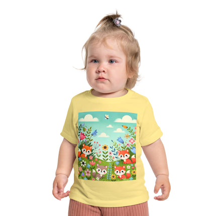 Fox Cubs in Bloom Baby T-Shirt – Springtime Joy & Playful Friendship