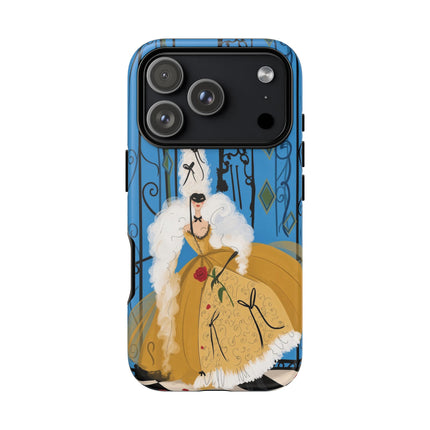 🎭🌹 The Lady At The Masquerade Gates Phone Case – Art Deco Fashion Illustration