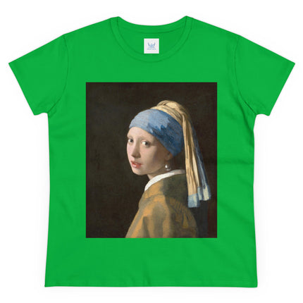 Girl with a Pearl Earring by Johannes Vermeer Women's Midweight Cotton Tee