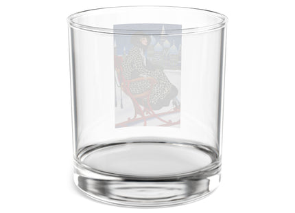 Elegant Winter Woman in Sleigh Rocks Glass, 10oz
