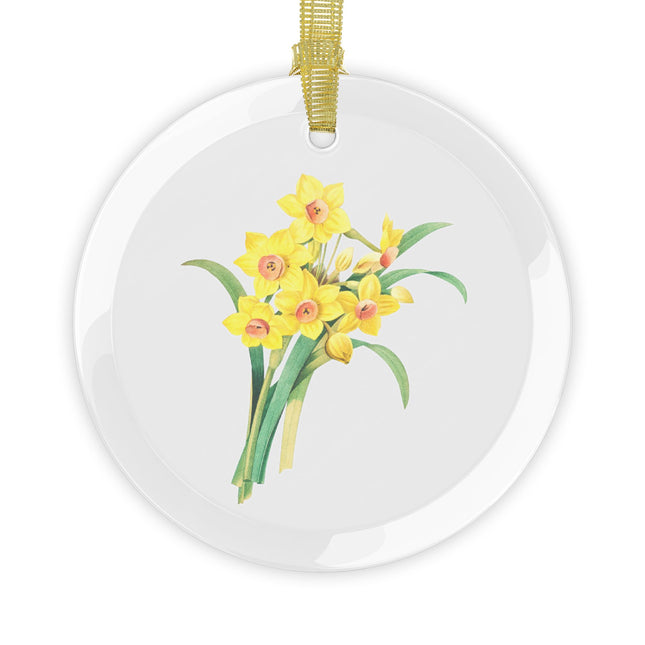 Chinese Sacred Lily botanical illustration by Pierre-Joseph Redouté Glass Ornament