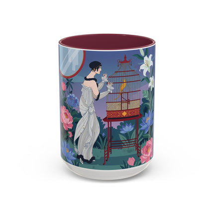 Whispers to the Golden Songbird Colorful Mugs – Art Deco Garden Elegance