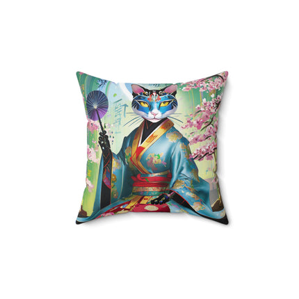 Cyberpunk Geisha Spun Polyester Square Pillow