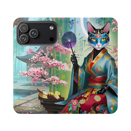 🌸✨ Cyberpunk Geisha Flip Case – Neon Elegance & Futuristic Grace