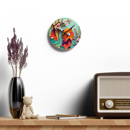 A Playful Red Panda Acrylic Wall Clock, Round and Square
