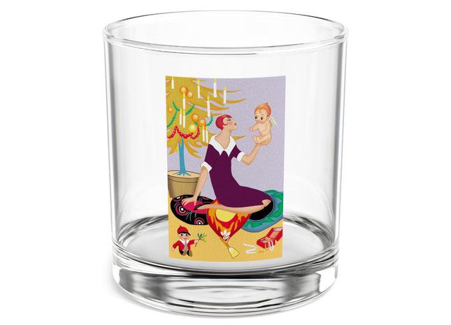 Art Deco Christmas Rocks Glass, 10oz