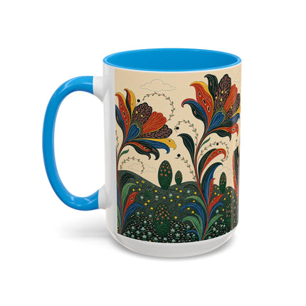 🌺🦋 The Enchanted Floral Voyage Colorful Mug – Art Deco Botanical Whimsy