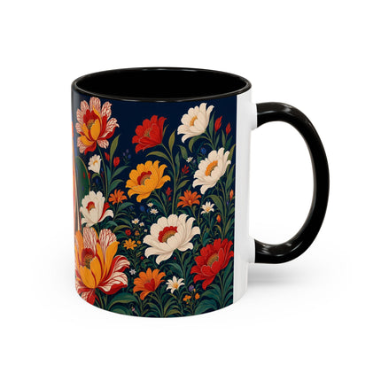 🌺🐦 The Enchanted Birdcage Garden Colorful Mug – Art Deco Floral Fantasy