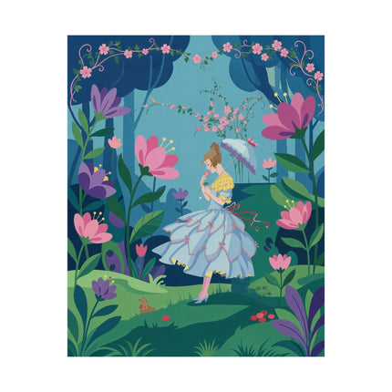 🌸🦋 The Lady Of The Enchanted Flower Forest Matte Vertical Poster – Art Deco Woodland Whimsy