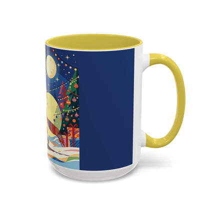 🌙🎿 The Moonlit Christmas Skier Colorful Mug – Whimsical Holiday Fantasy