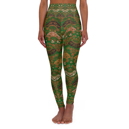 Japanese Fan Pattern by G.A. Audsley High Waisted Yoga Leggings (AOP)