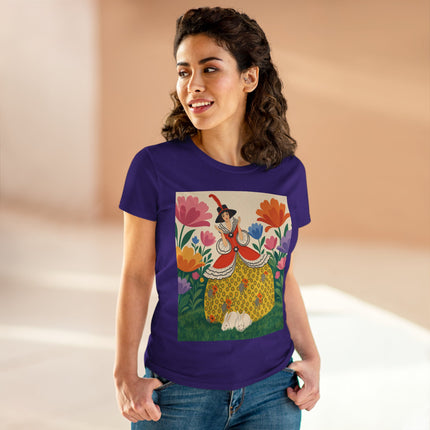 🐇🌼 The Enchanted Rabbit Garden Cotton Tee – Art Deco Floral Whimsy