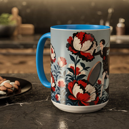 ❤️🌺 The Scarlet Blossom Dancer Colorful Mug – Art Deco Fashion Whimsy