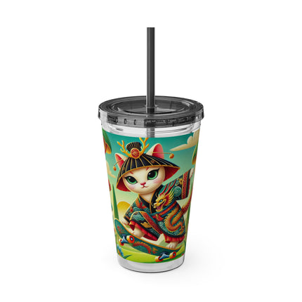 Dragon Dance on Wheels Sunsplash Tumbler with Straw, 16oz