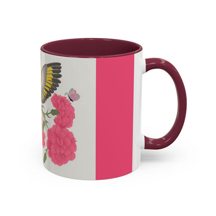 Goldfinch & Pink Flowers Colorful Mugs – Vibrant Spring & Bold Beauty