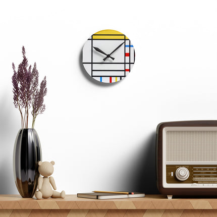 Place de la Concorde by Piet Mondrian Acrylic Wall Clock, Round and Square